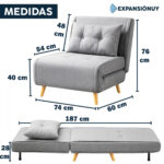 Sofá Cama Sillón 1 Cuerpo Reclinable 180° De Tela Lavable - Imagen 5