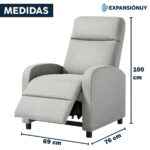 Sofá Sillón 1 Cuerpo Butaca Reclinable 150° De Tela Lavable - Imagen 5