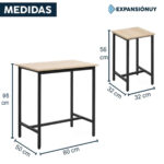 Mesa Alta Barra Con 2 Bancos De Hierro Y Madera Mdf - Imagen 3