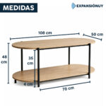 Mesa De Centro Ovalada Estructura De Hierro Y Madera MDF - Imagen 2