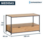 Mesa De Centro 2 Cajones Estructura De Hierro Y Madera MDF - Imagen 2