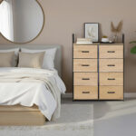 Comoda Cajonera 8 Cajones De Tela Hierro Y Madera Mdf - Imagen 1