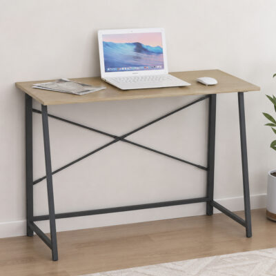 Escritorio Pc Plegable Mesa Retráctil De Hierro Y Madera Md