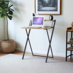 Mesa Plegable Retráctil De Hierro Y Madera Mdf - Imagen 1