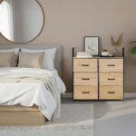 Comoda Cajonera 6 Cajones De Tela Hierro Y Madera Mdf - Imagen 1