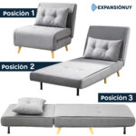 Sofá Cama Sillón 1 Cuerpo Reclinable 180° De Tela Lavable - Imagen 3
