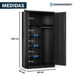 Armario Metálico 2 Puertas 5 Estantes Ajustables 180x80x40cm - Imagen 2