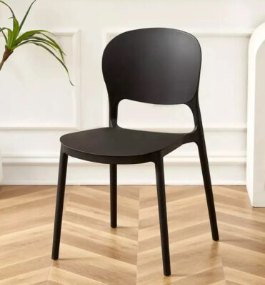 Silla Plastico Reforzada Apilable Comedor Jardin Exterior Negro Madonna