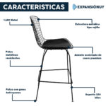 Taburete Silla Alta Bertoia De Barra Comedor Cocina 100% Metal - Imagen 3