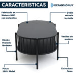 Mesa De Centro Ovalada Mesa Ratona Auxiliar Doble Estante - Imagen 3