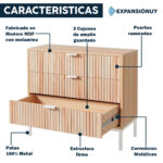 Cómoda Cajonera 3 Cajones Mueble Organizador Nórdico - Imagen 3