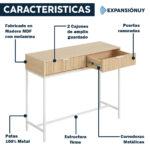 Mueble Recibidor Aparador 2 Cajones Living Estar Nórdico - Imagen 2