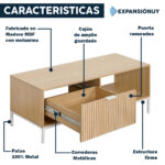 Mesa Ratona Mesita De Centro Living 1 Cajón Living Nórdico - Imagen 3