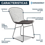 Silla Bertoia Interior Exterior Jardin Cocina Comedor Patio Negro - Imagen 2