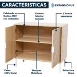 Aparador Recibidor Buffet 2 Puertas Y Estante Mueble Nórdico - Imagen 3
