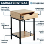 Mesa De Luz 1 Cajón Rustica Mesita De Noche - Imagen 2