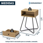 Mesa De Luz 1 Cajón Moderna Mesita De Noche - Imagen 2