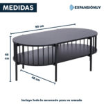 Mesa De Centro Ovalada Mesa Ratona Auxiliar Doble Estante - Imagen 2