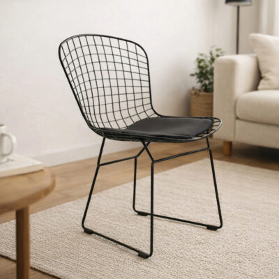 Silla Bertoia Interior Exterior Jardin Cocina Comedor Patio Negro